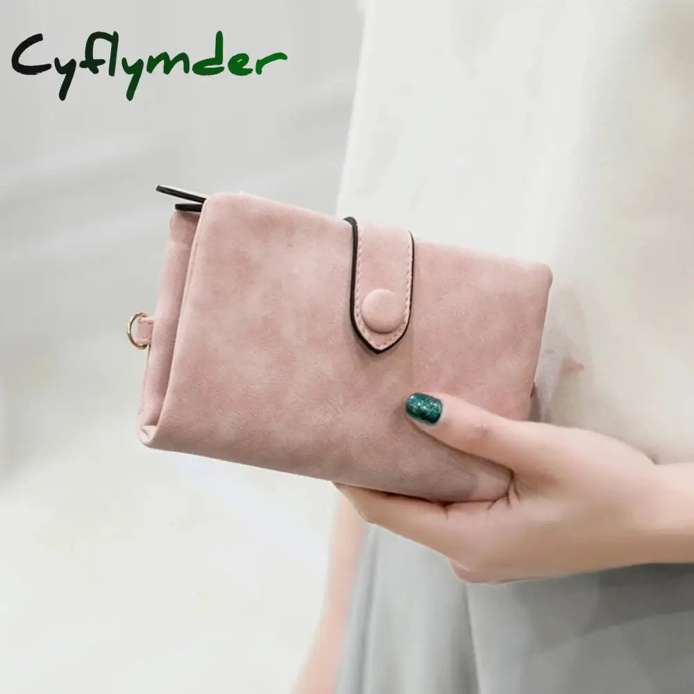 Cyflymder New Wallet Women’s Short Korean Cute Buckle Double Discount Multi Card Change Handbag