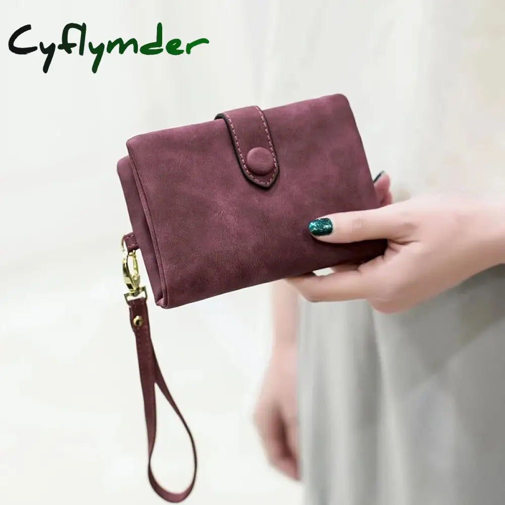 Cyflymder New Wallet Women’s Short Korean Cute Buckle Double Discount Multi Card Change Handbag