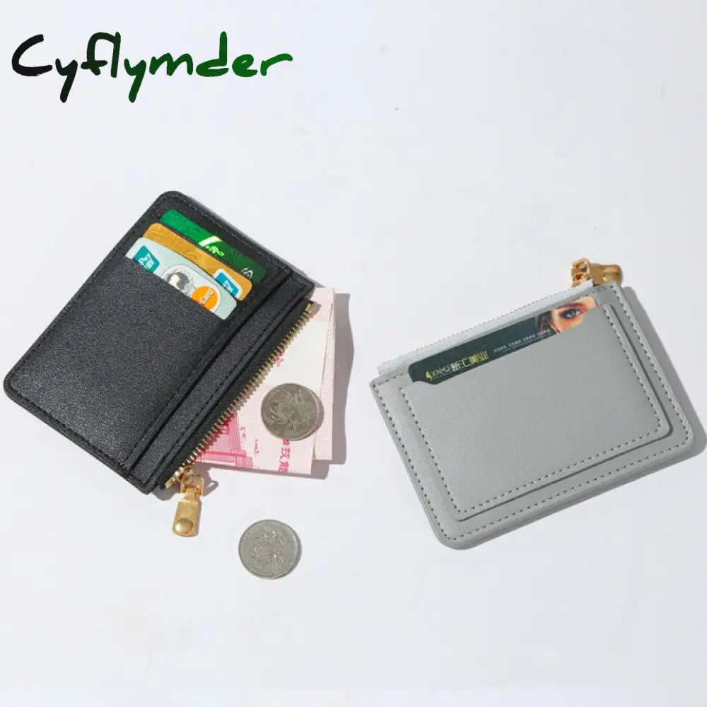 Cyflymder New Wallet Women’s Short Pu Leather Zipper Fashion Simple Casual Design Multi-Card