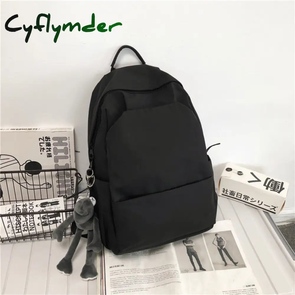 Cyflymder New Waterproof Nylon Women Backpack Solid Color School For Teenager Girls Boys Female