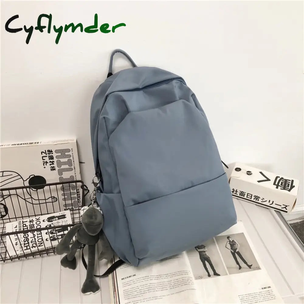 Cyflymder New Waterproof Nylon Women Backpack Solid Color School For Teenager Girls Boys Female