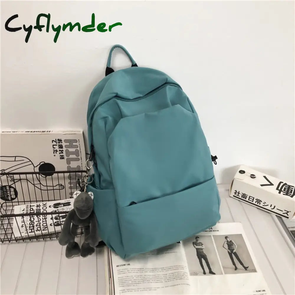 Cyflymder New Waterproof Nylon Women Backpack Solid Color School For Teenager Girls Boys Female