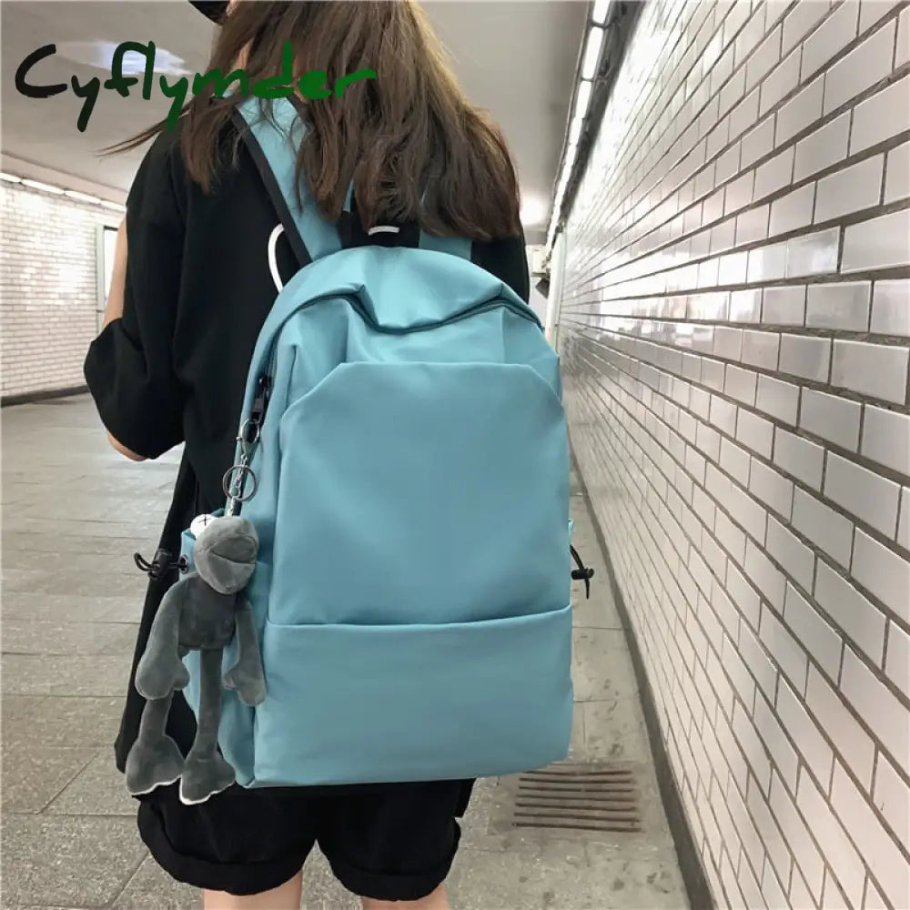 Cyflymder New Waterproof Nylon Women Backpack Solid Color School For Teenager Girls Boys Female