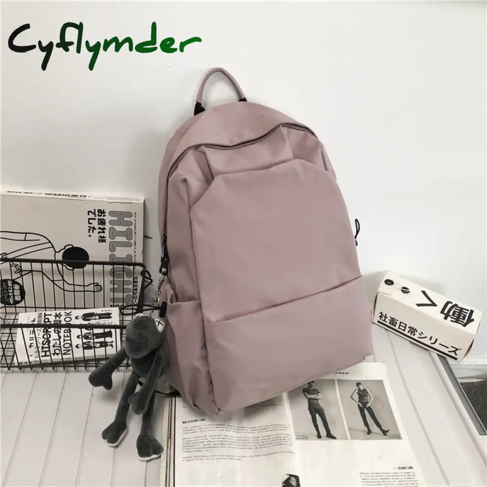 Cyflymder New Waterproof Nylon Women Backpack Solid Color School For Teenager Girls Boys Female
