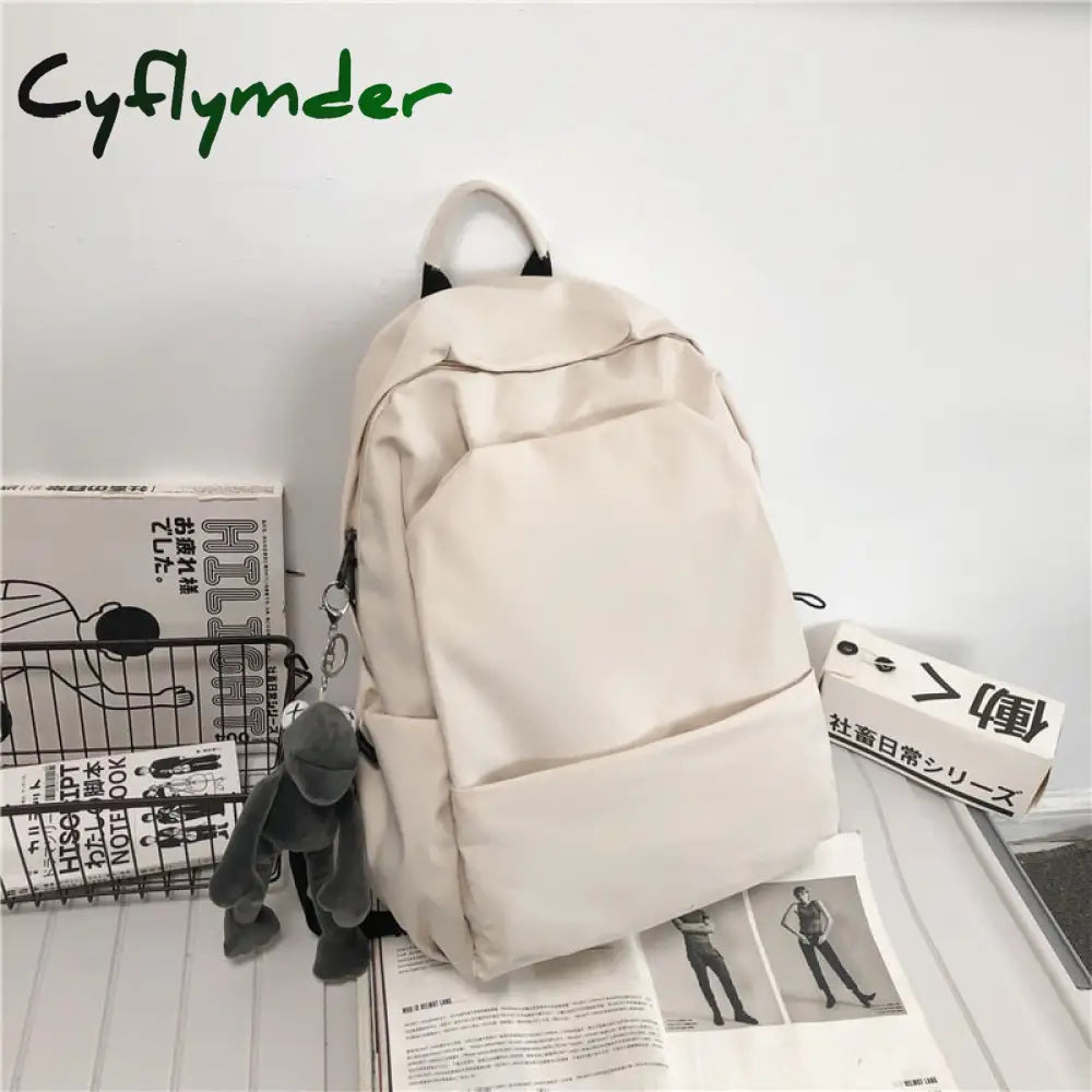 Cyflymder New Waterproof Nylon Women Backpack Solid Color School For Teenager Girls Boys Female