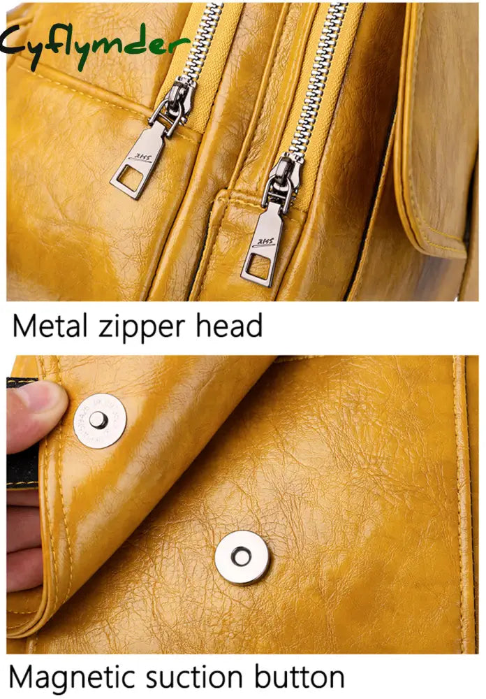 Cyflymder New Women Backpack High Quality Oil Wax Leather Chest Bag Fashion Travel Daily Backbag