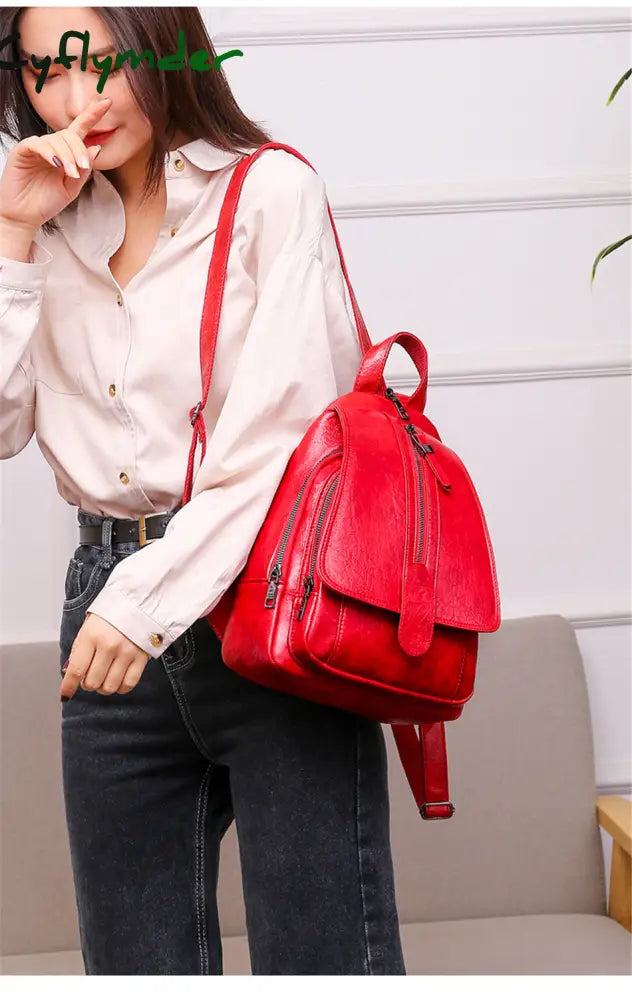 Cyflymder New Women Backpack High Quality Oil Wax Leather Chest Bag Fashion Travel Daily Backbag