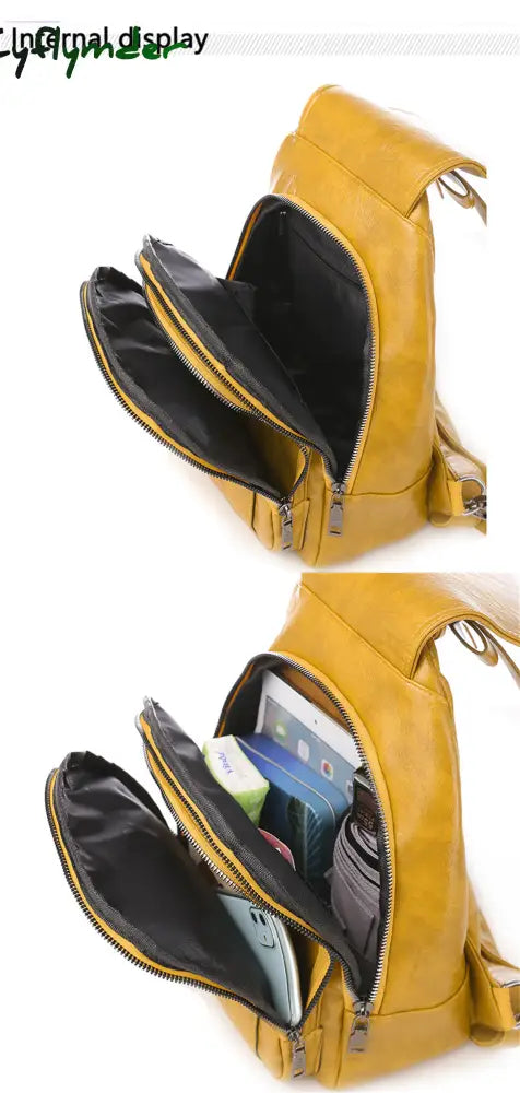 Cyflymder New Women Backpack High Quality Oil Wax Leather Chest Bag Fashion Travel Daily Backbag