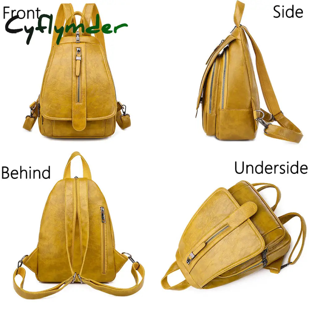 Cyflymder New Women Backpack High Quality Oil Wax Leather Chest Bag Fashion Travel Daily Backbag
