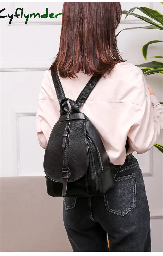 Cyflymder New Women Backpack High Quality Oil Wax Leather Chest Bag Fashion Travel Daily Backbag