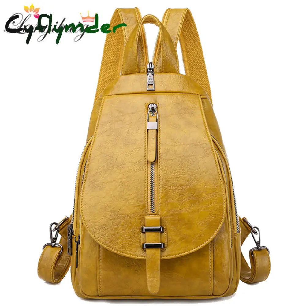Cyflymder New Women Backpack High Quality Oil Wax Leather Chest Bag Fashion Travel Daily Backbag