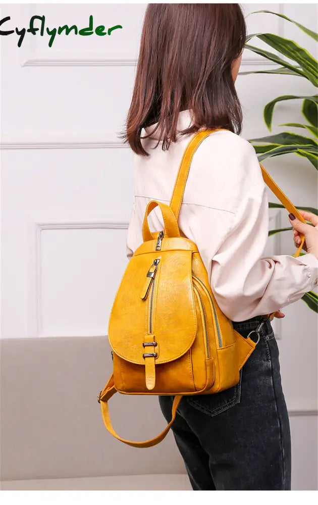 Cyflymder New Women Backpack High Quality Oil Wax Leather Chest Bag Fashion Travel Daily Backbag