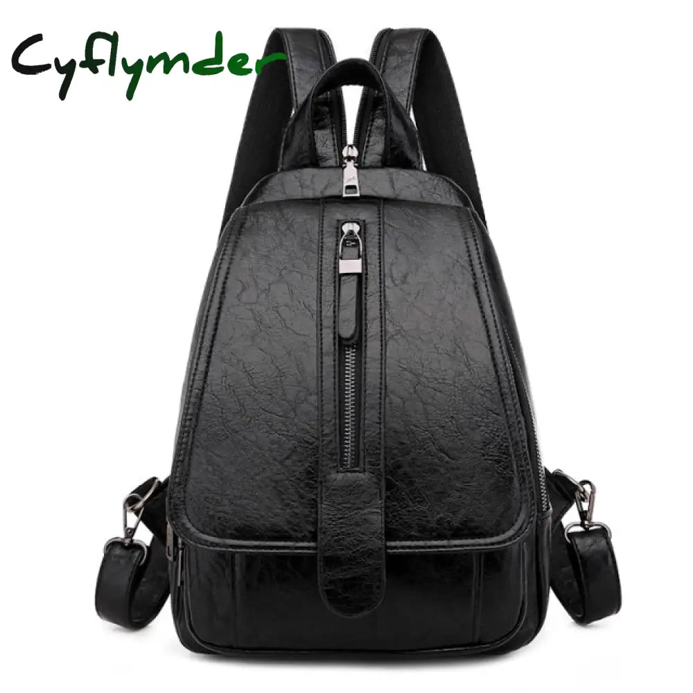 Cyflymder New Women Backpack High Quality Oil Wax Leather Chest Bag Fashion Travel Daily Backbag