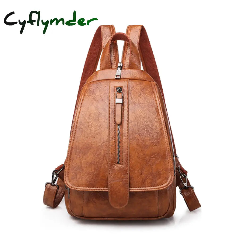 Cyflymder New Women Backpack High Quality Oil Wax Leather Chest Bag Fashion Travel Daily Backbag