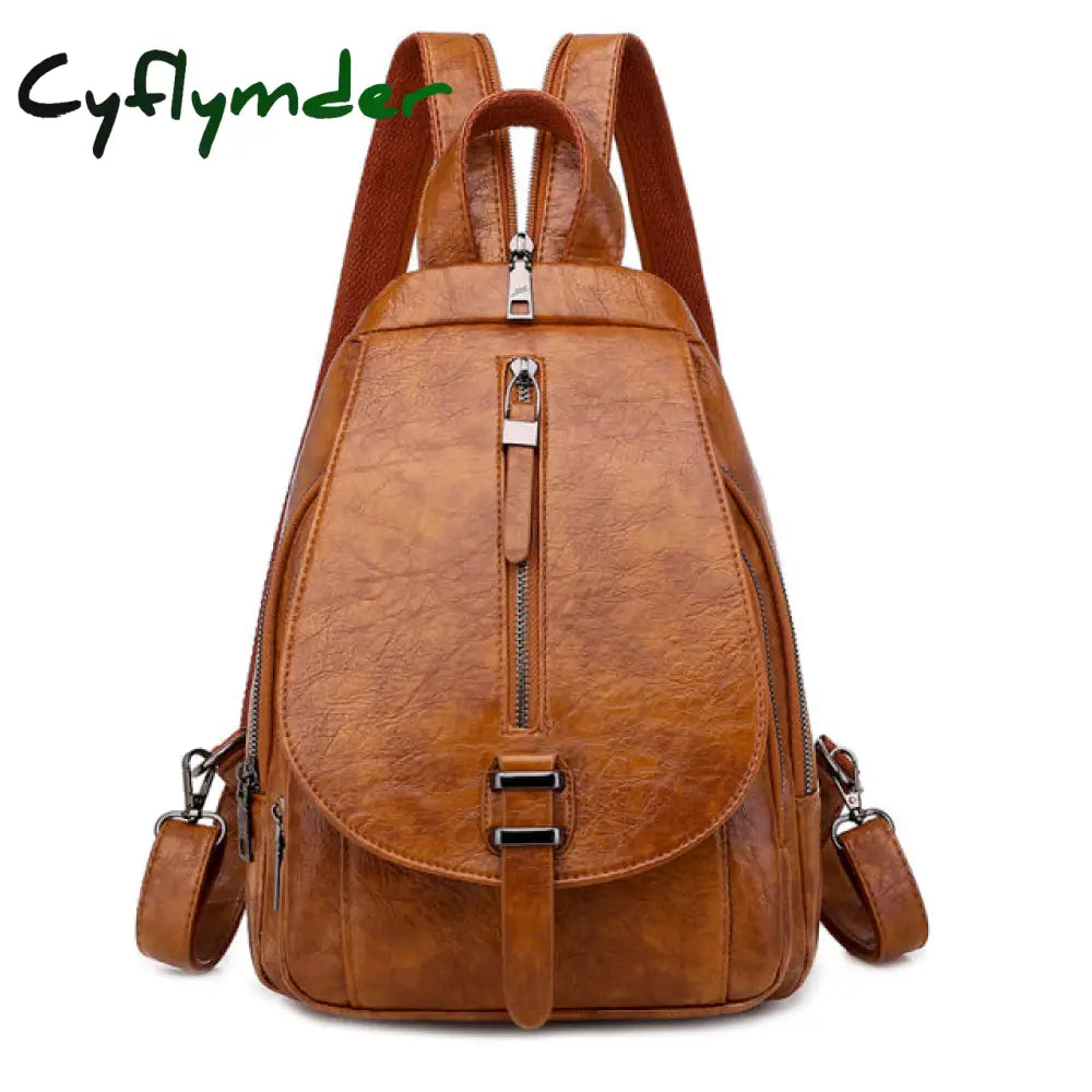 Cyflymder New Women Backpack High Quality Oil Wax Leather Chest Bag Fashion Travel Daily Backbag