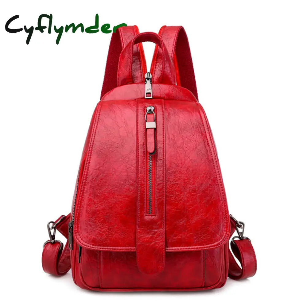 Cyflymder New Women Backpack High Quality Oil Wax Leather Chest Bag Fashion Travel Daily Backbag