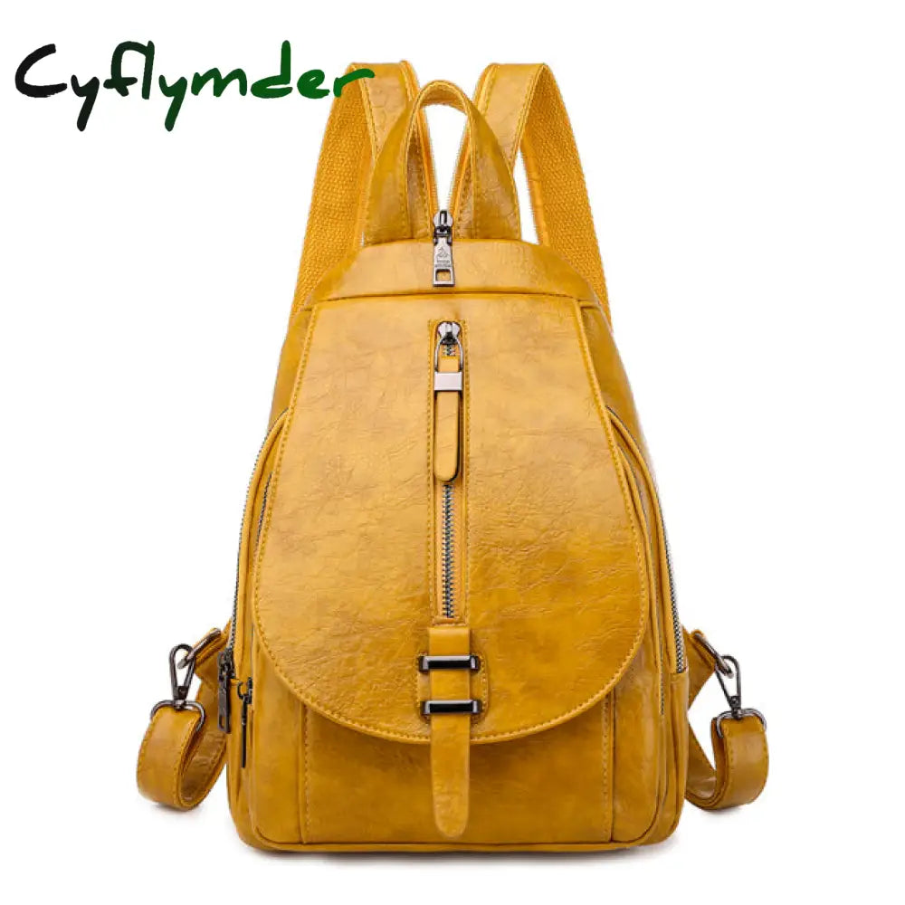 Cyflymder New Women Backpack High Quality Oil Wax Leather Chest Bag Fashion Travel Daily Backbag
