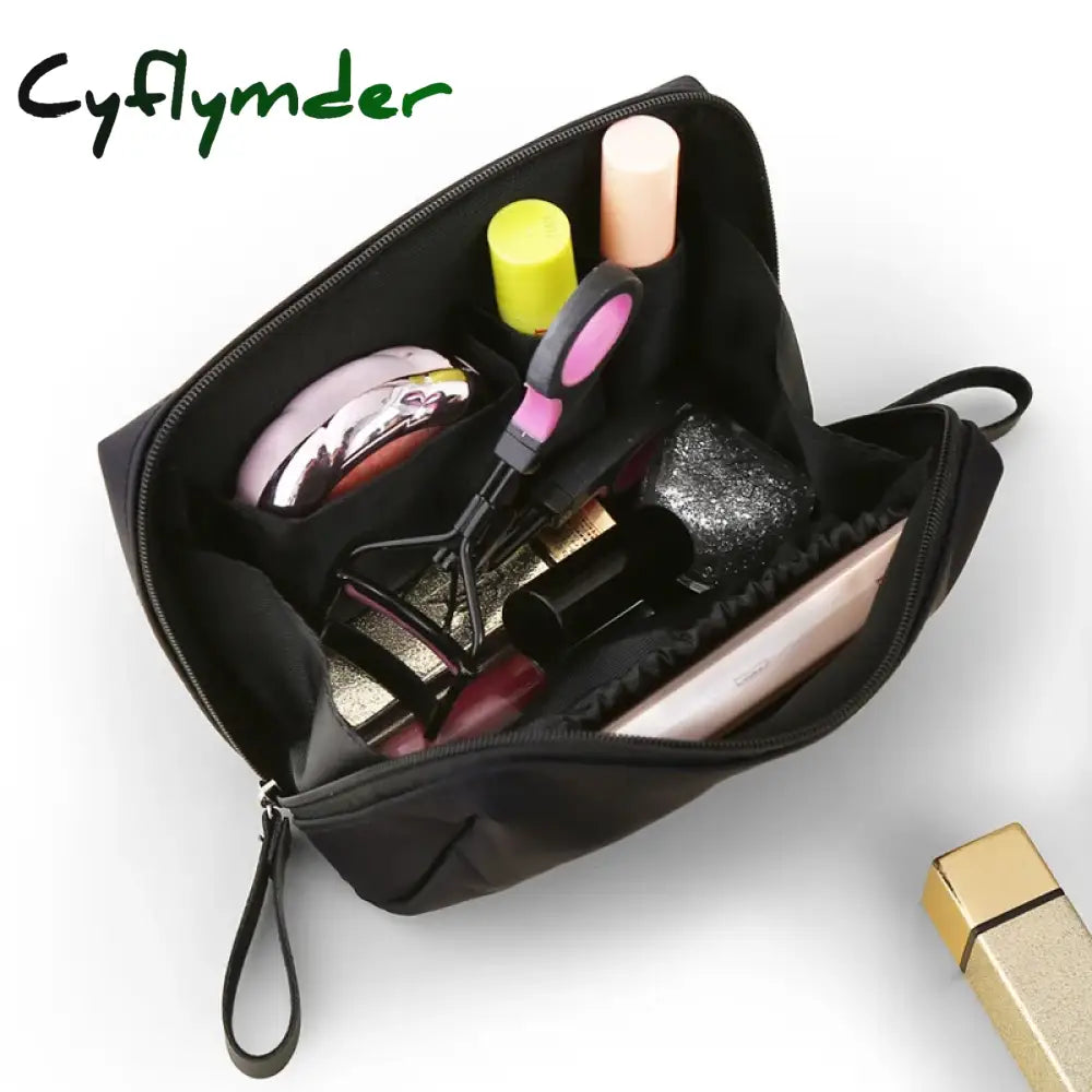 Cyflymder New Women Cosmetic Bag Solid Color Korean Style Makeup Pouch Toiletry Waterproof