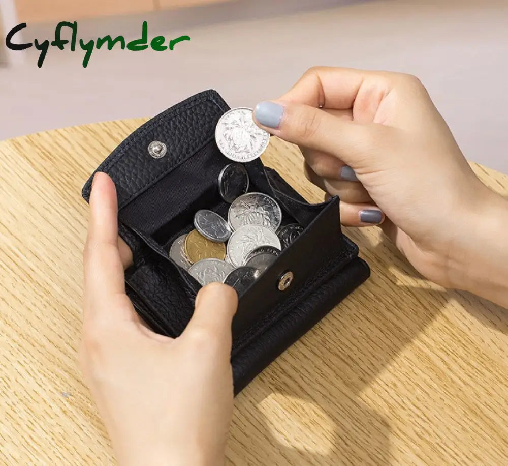 Cyflymder New Women Genuine Leather Purses Female Cowhide Wallets Lady Small Coin Pocket Rfid Card