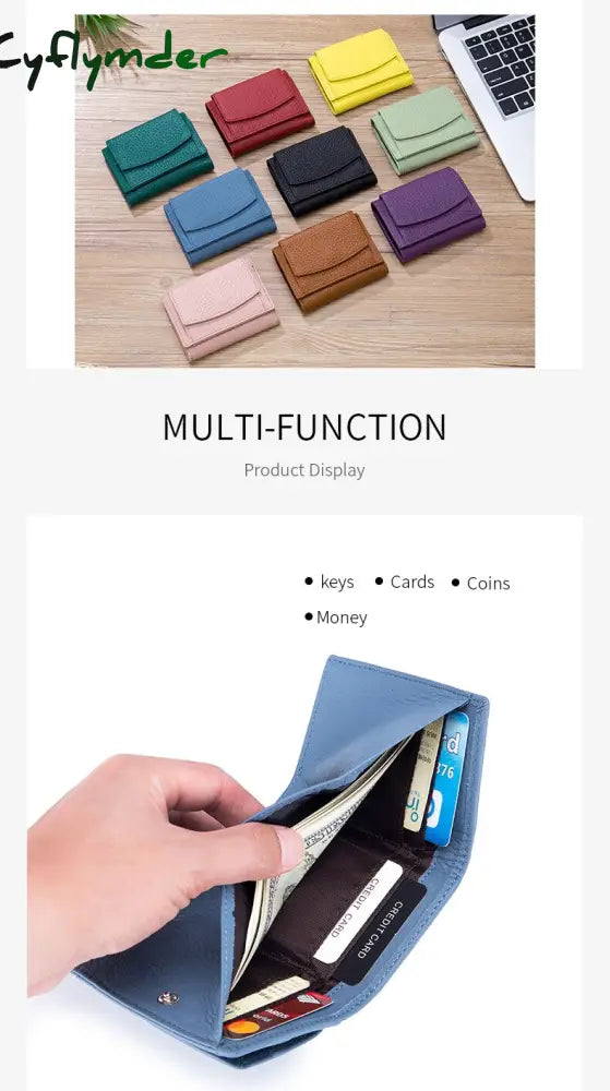 Cyflymder New Women Genuine Leather Purses Female Cowhide Wallets Lady Small Coin Pocket Rfid Card