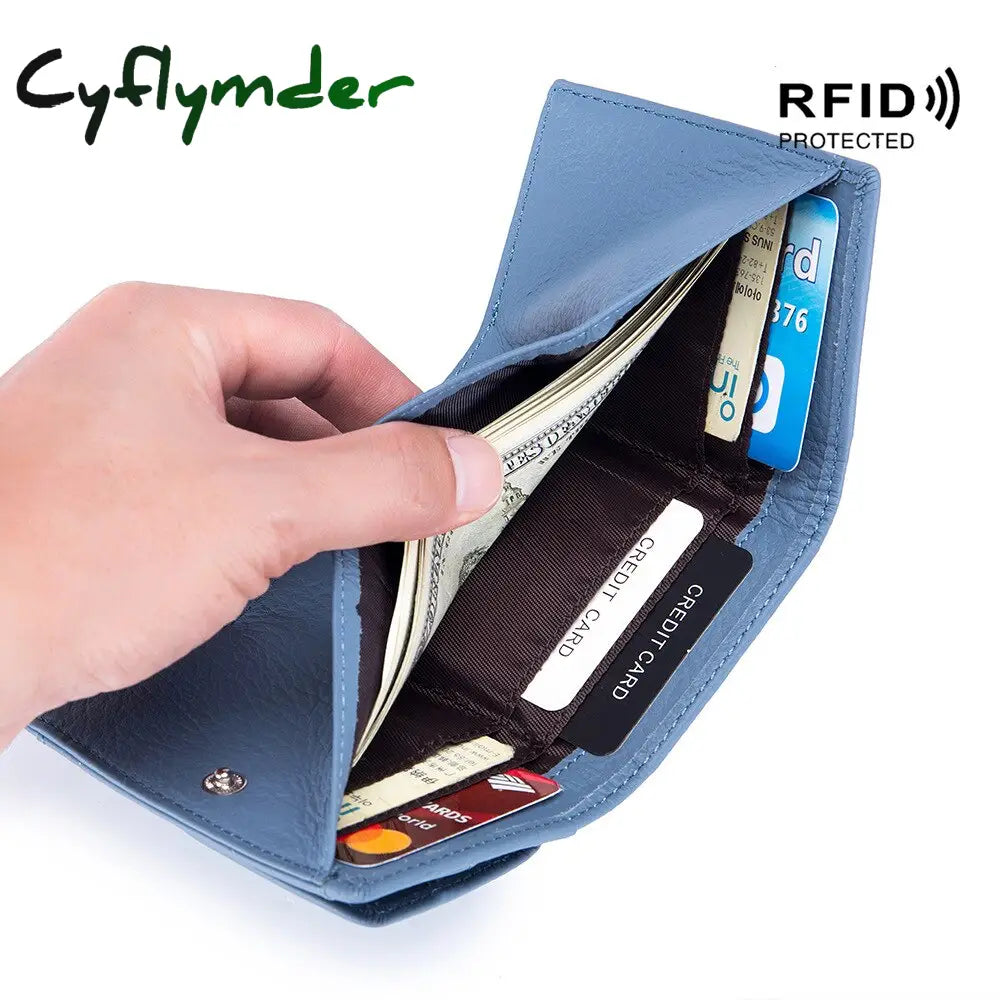 Cyflymder New Women Genuine Leather Purses Female Cowhide Wallets Lady Small Coin Pocket Rfid Card