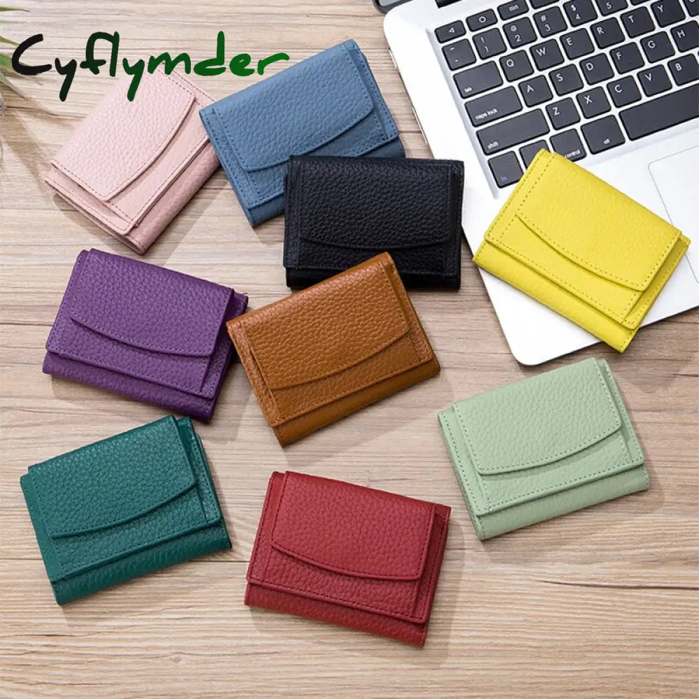 Cyflymder New Women Genuine Leather Purses Female Cowhide Wallets Lady Small Coin Pocket Rfid Card