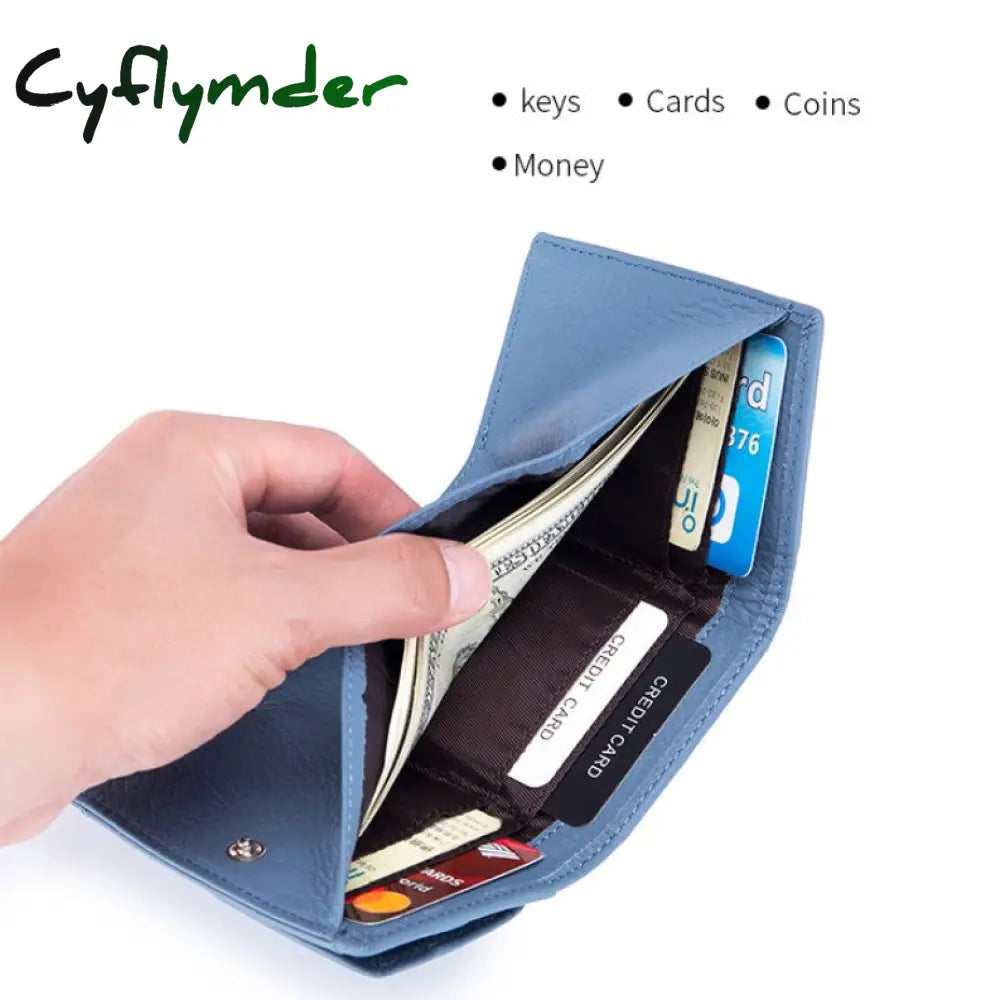 Cyflymder New Women Genuine Leather Purses Female Cowhide Wallets Lady Small Coin Pocket Rfid Card