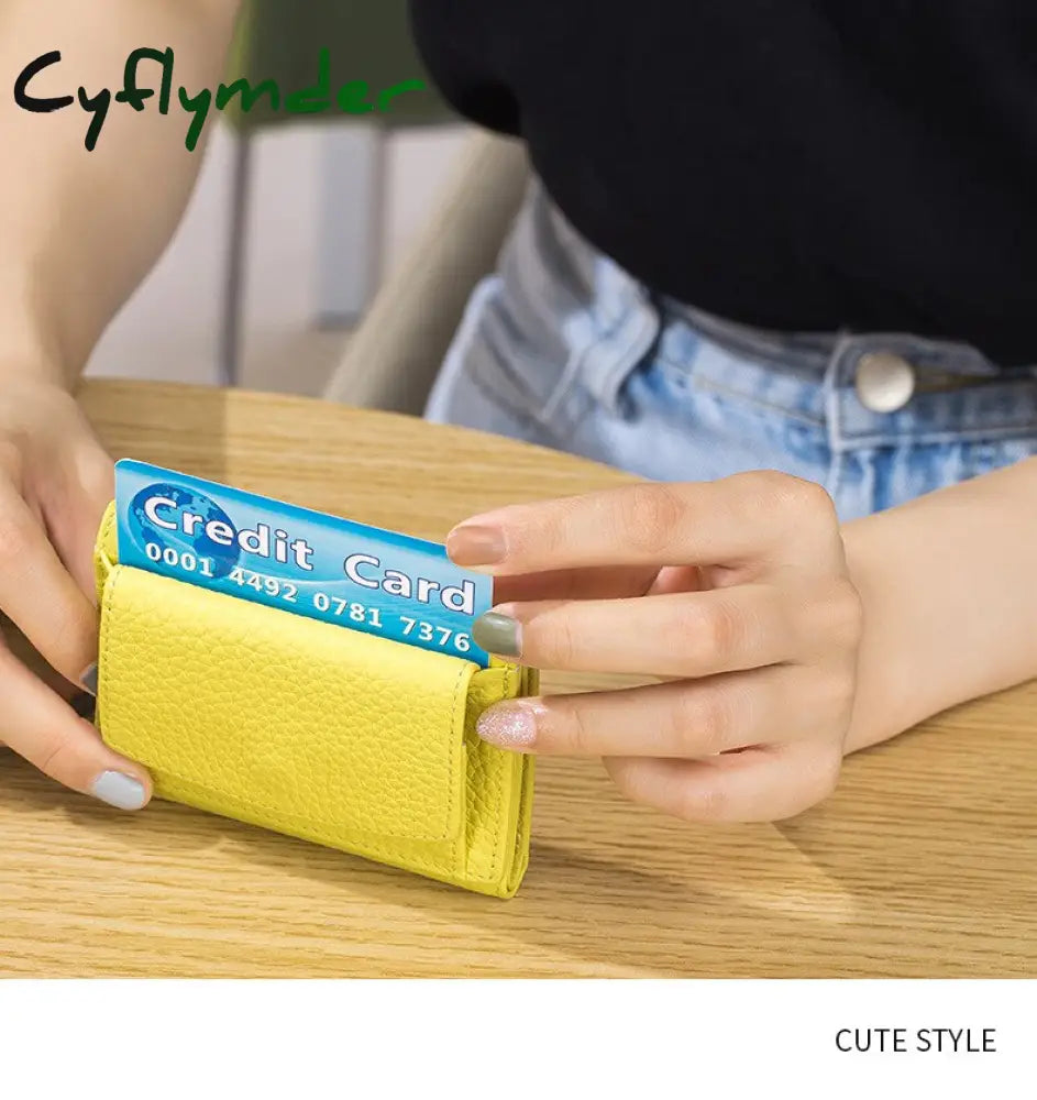 Cyflymder New Women Genuine Leather Purses Female Cowhide Wallets Lady Small Coin Pocket Rfid Card