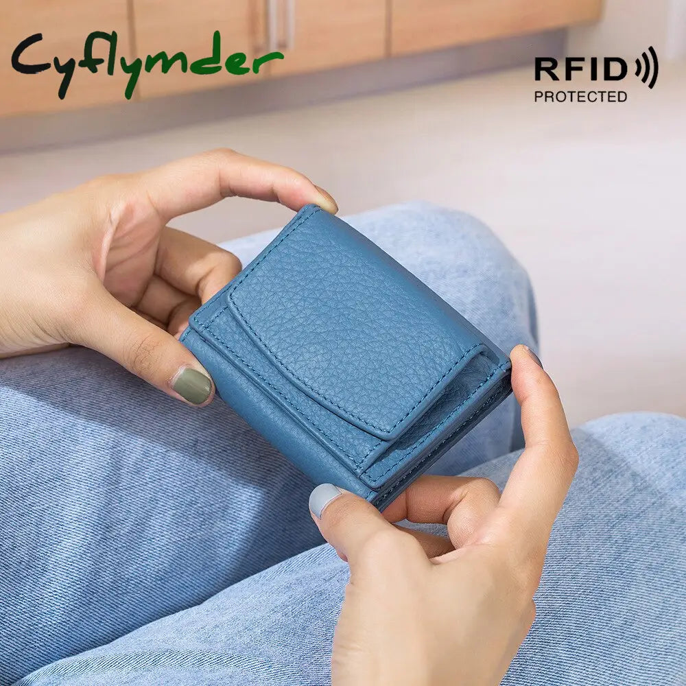 Cyflymder New Women Genuine Leather Purses Female Cowhide Wallets Lady Small Coin Pocket Rfid Card