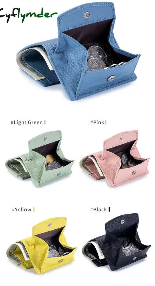 Cyflymder New Women Genuine Leather Purses Female Cowhide Wallets Lady Small Coin Pocket Rfid Card