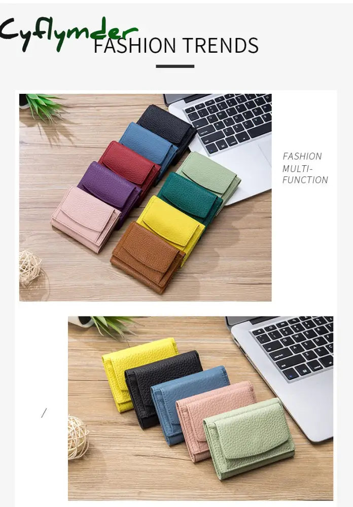 Cyflymder New Women Genuine Leather Purses Female Cowhide Wallets Lady Small Coin Pocket Rfid Card