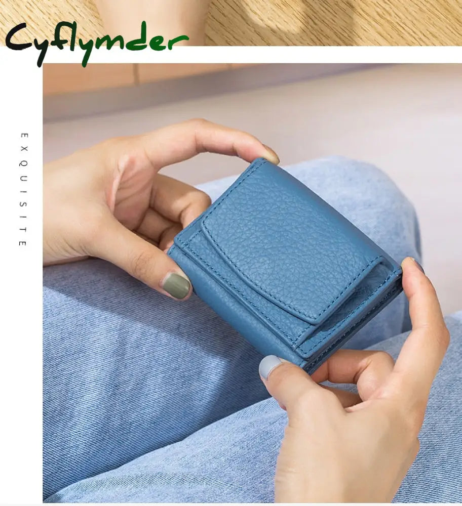 Cyflymder New Women Genuine Leather Purses Female Cowhide Wallets Lady Small Coin Pocket Rfid Card