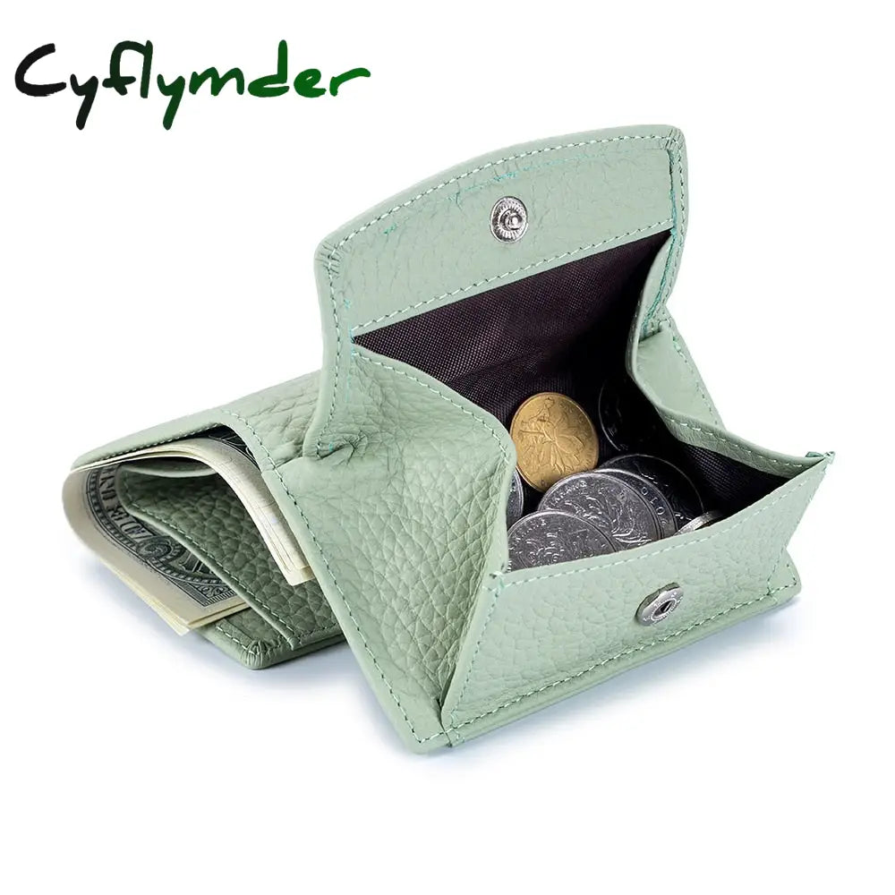 Cyflymder New Women Genuine Leather Purses Female Cowhide Wallets Lady Small Coin Pocket Rfid Card