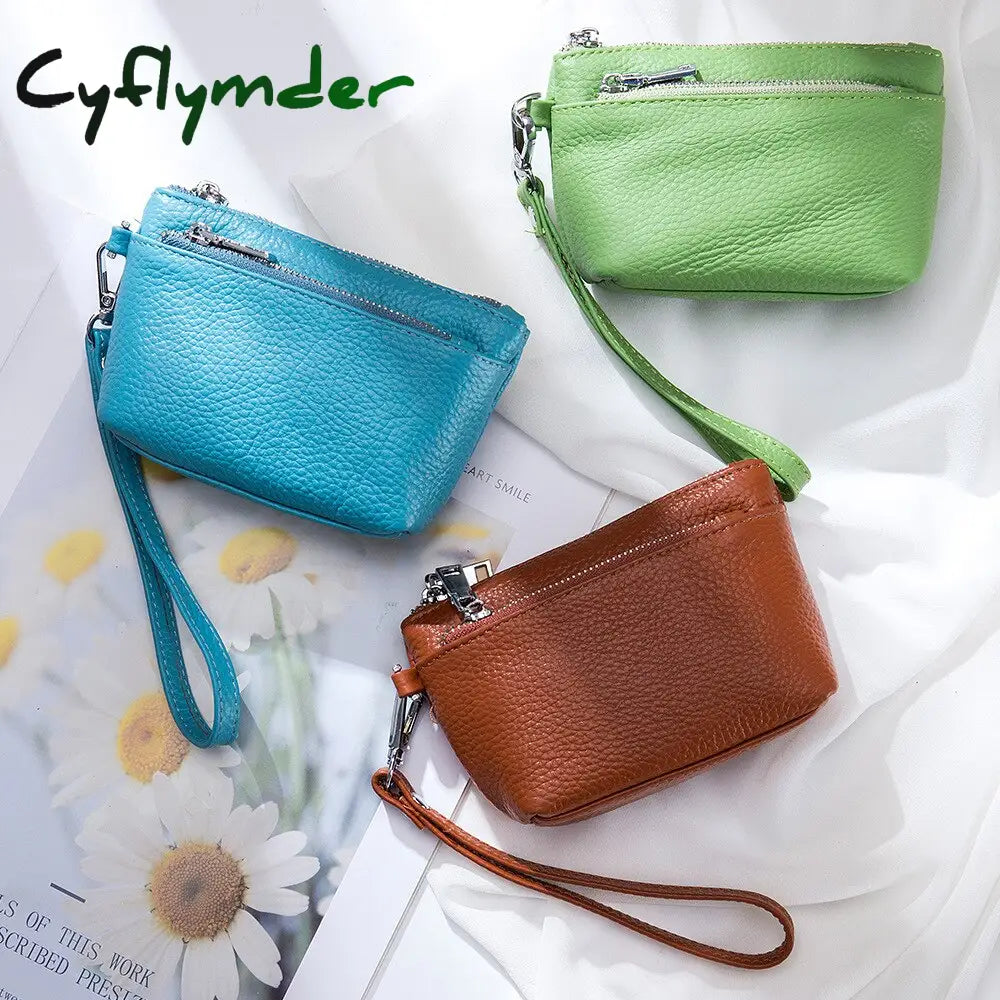 Cyflymder New Women Genuine Leather Wallets Female Small Rfid Purses Large Capacity Cute Wallet