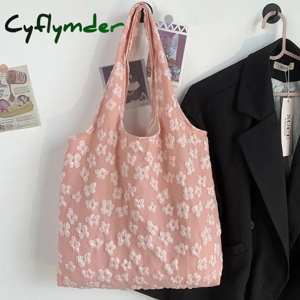 Cyflymder New Women Handbags Canvas Shopping Bags Eco Reusable Foldable Shoulder Bag Large Capacity