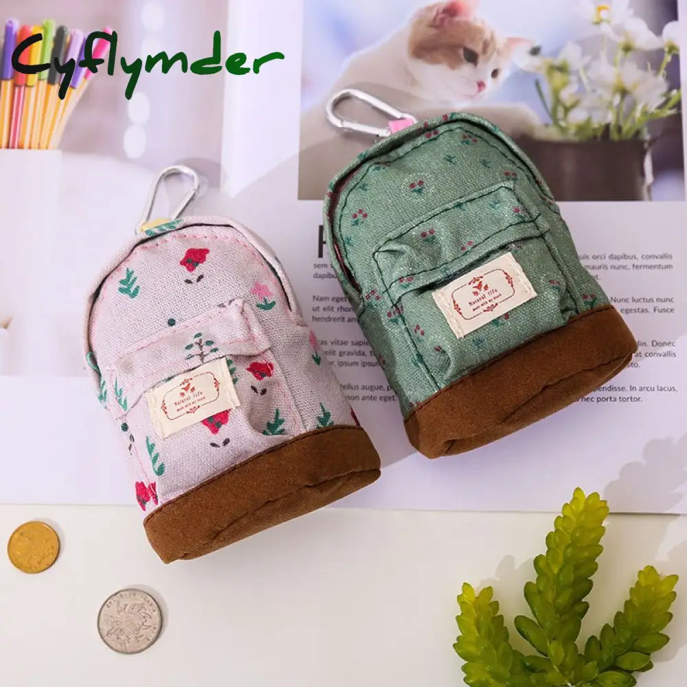 Cyflymder New Women Kids Canvas Coin Purse Floral Zipper Pouch Small Wallet Children Female Key