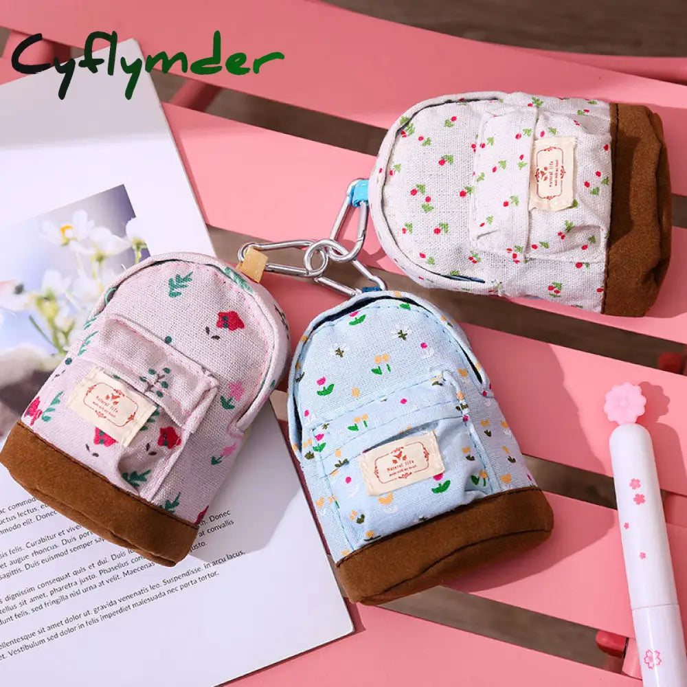 Cyflymder New Women Kids Canvas Coin Purse Floral Zipper Pouch Small Wallet Children Female Key