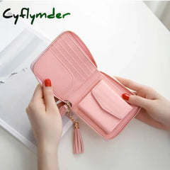 Cyflymder New Women Tassel Small Wallets Ladies Pu Leather Purse Short Coin Bag Clutch Women’s