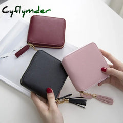 Cyflymder New Women Tassel Small Wallets Ladies Pu Leather Purse Short Coin Bag Clutch Women’s