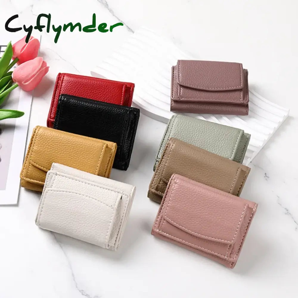 Cyflymder New Women Wallets Short Simple Tri-Fold Purses Ladies Multi-Card Bags Large-Capacity