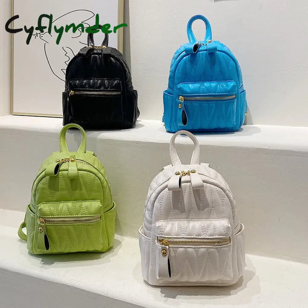 Cyflymder New Women’s Backpack Fashion Small Pu Leather Handbag Schoolbag For Girls Bag Female