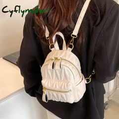 Cyflymder New Women’s Backpack Fashion Small Pu Leather Handbag Schoolbag For Girls Bag Female