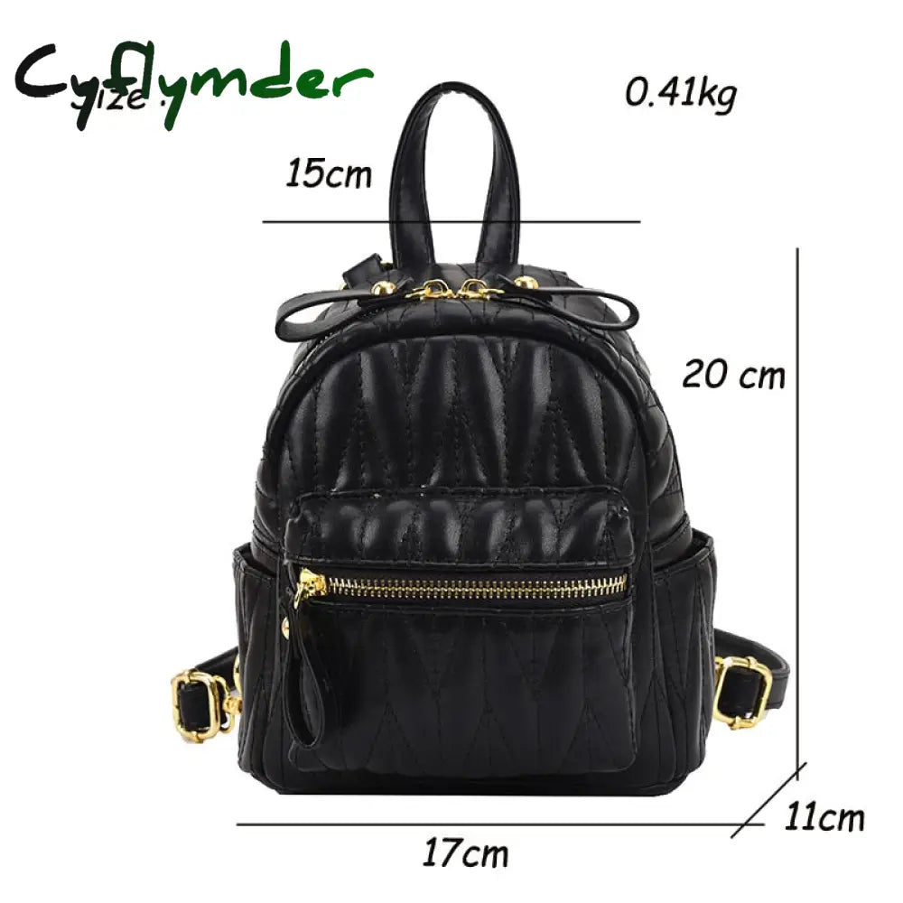 Cyflymder New Women’s Backpack Fashion Small Pu Leather Handbag Schoolbag For Girls Bag Female