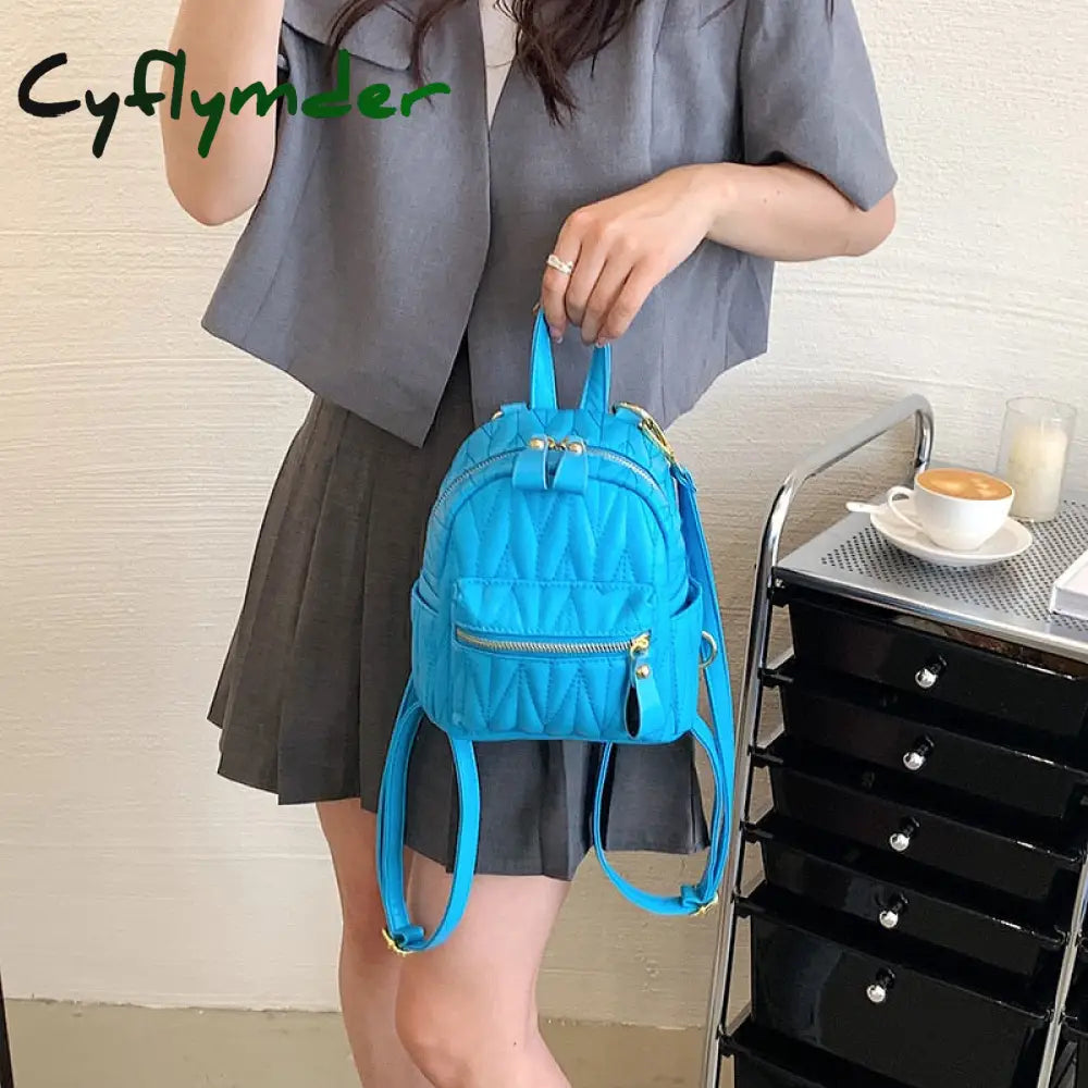 Cyflymder New Women’s Backpack Fashion Small Pu Leather Handbag Schoolbag For Girls Bag Female