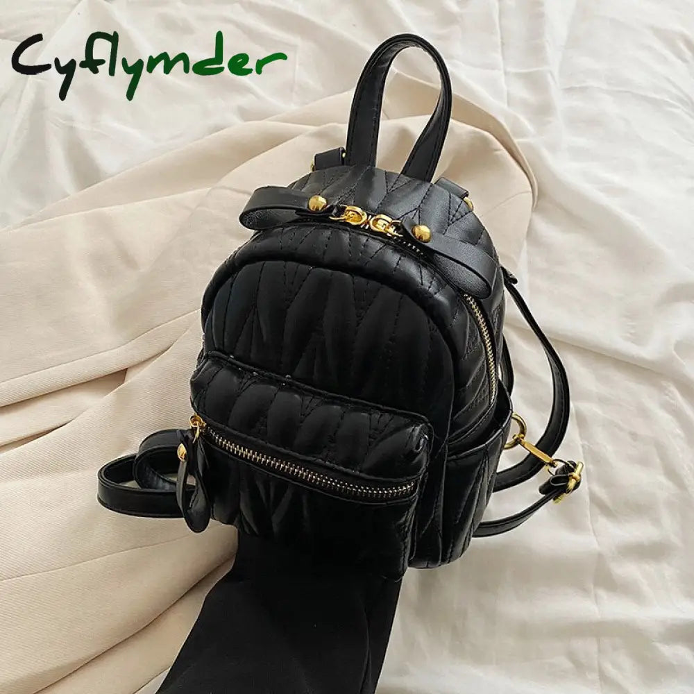 Cyflymder New Women’s Backpack Fashion Small Pu Leather Handbag Schoolbag For Girls Bag Female