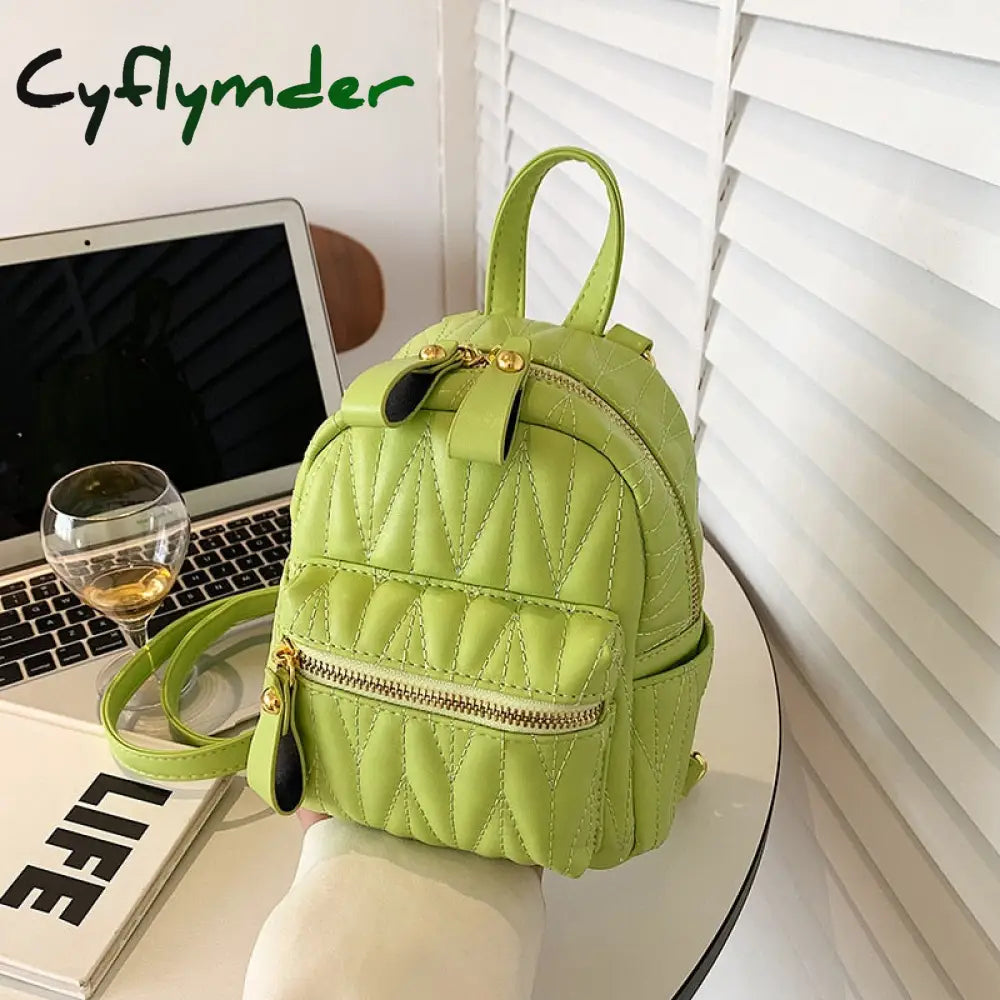 Cyflymder New Women’s Backpack Fashion Small Pu Leather Handbag Schoolbag For Girls Bag Female