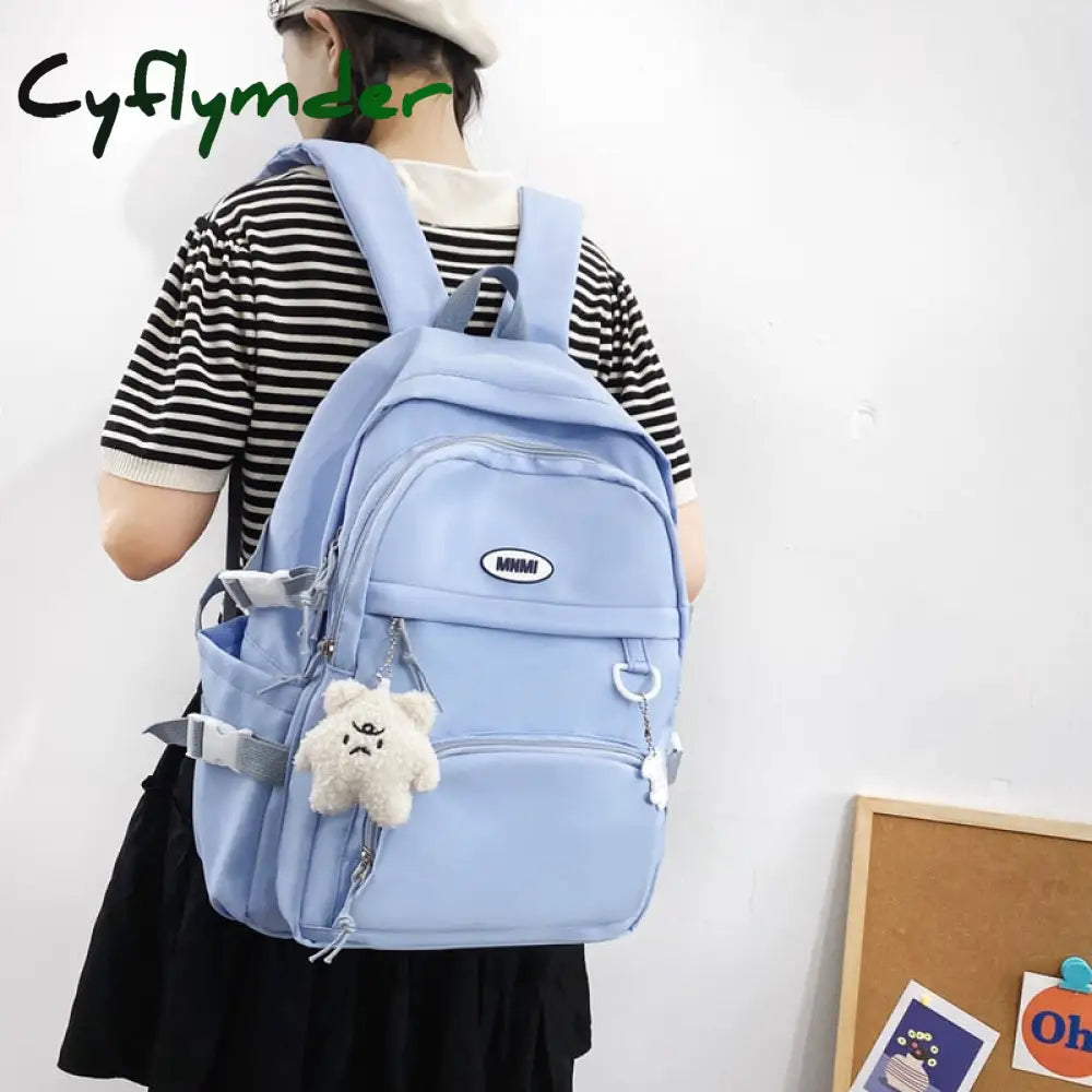 Cyflymder New Women’s Backpack Simple Female Student Nylon School Bookbag Large Capacity