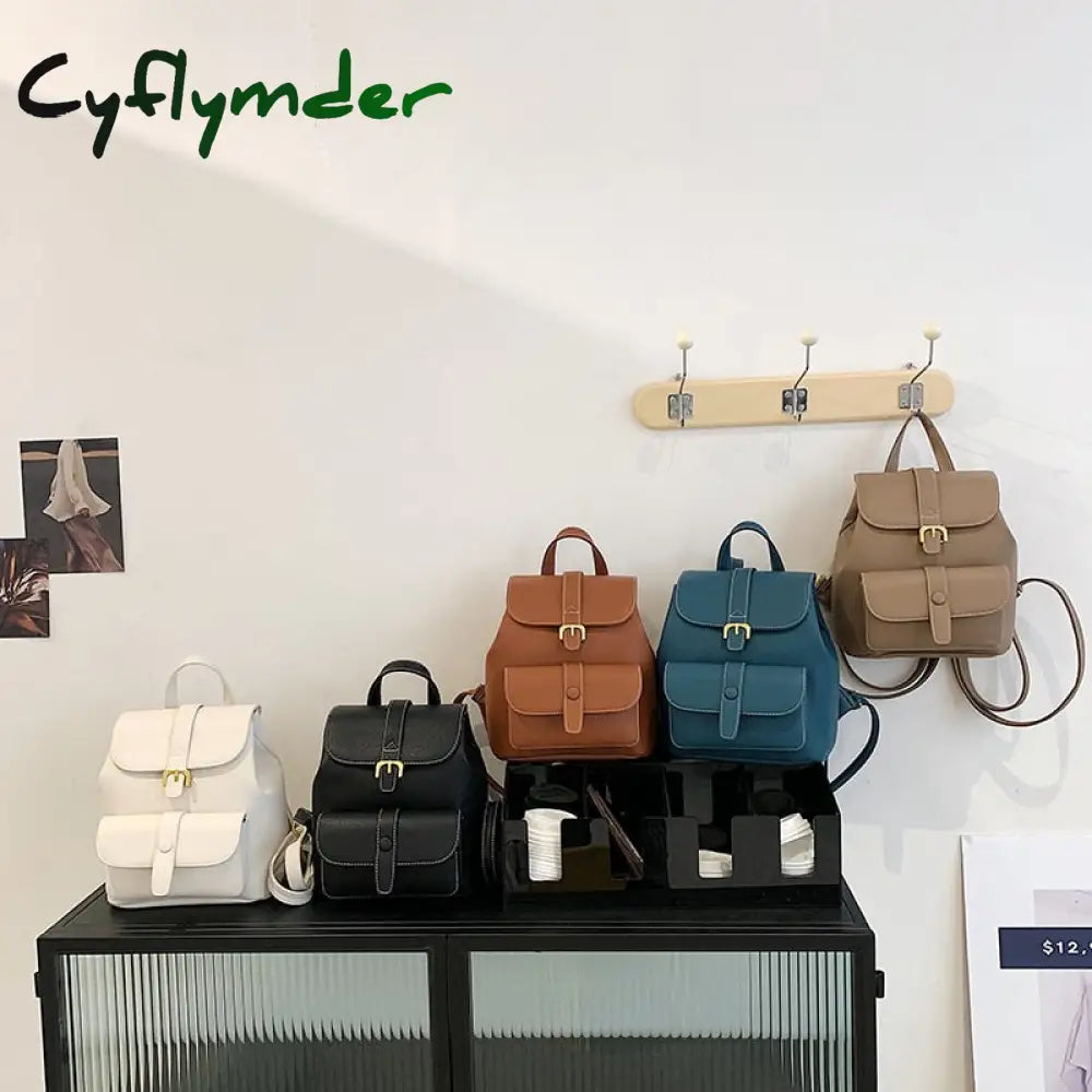 Cyflymder New Women’s Backpack Travel Pu Leather Handbag Schoolbag For Girls Bag Female Shoulder