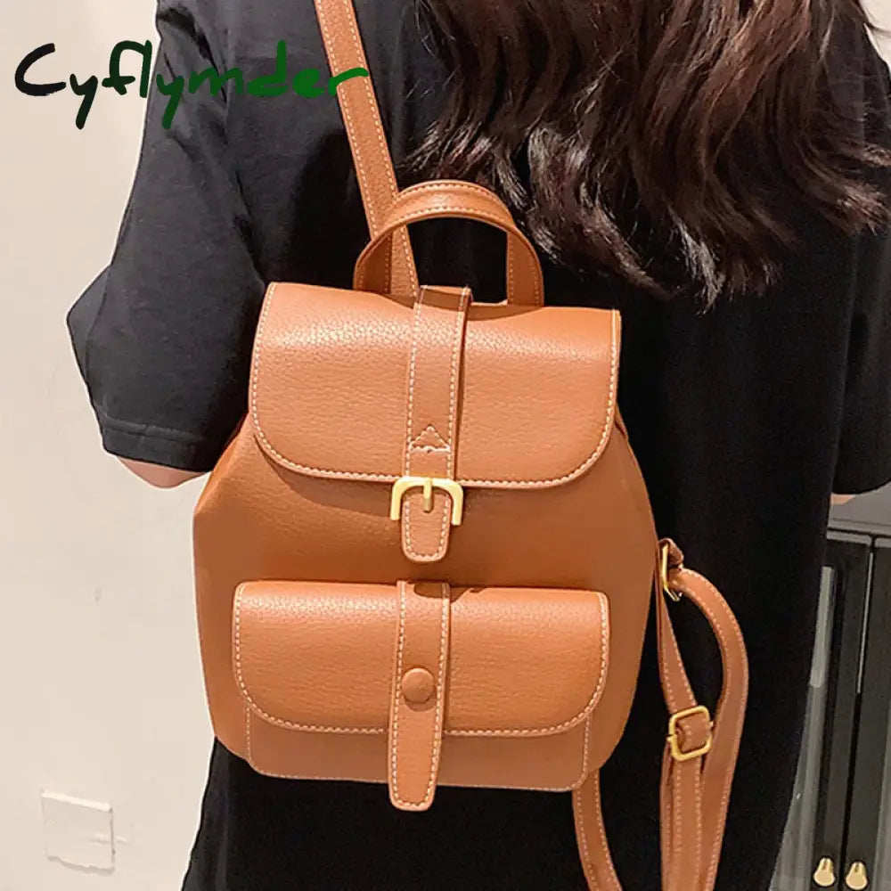 Cyflymder New Women’s Backpack Travel Pu Leather Handbag Schoolbag For Girls Bag Female Shoulder