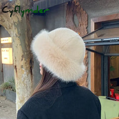 Cyflymder New Women’s Fashion Fur Cap Fur Hat Autumn And Winter Fur Hats Mongolian Hat Brimless Plush Fluffy Skiing